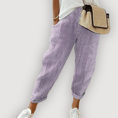 MIRA – STRIPED LINEN TROUSERS