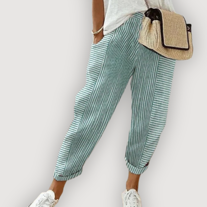 MIRA – STRIPED LINEN TROUSERS